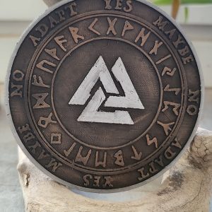 Planche de Radiesthésie Valknut & Runes 10 cm – Effet Bois
